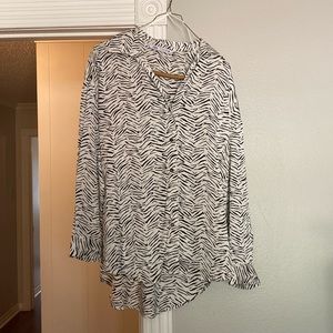 Zara silky zebra print button down